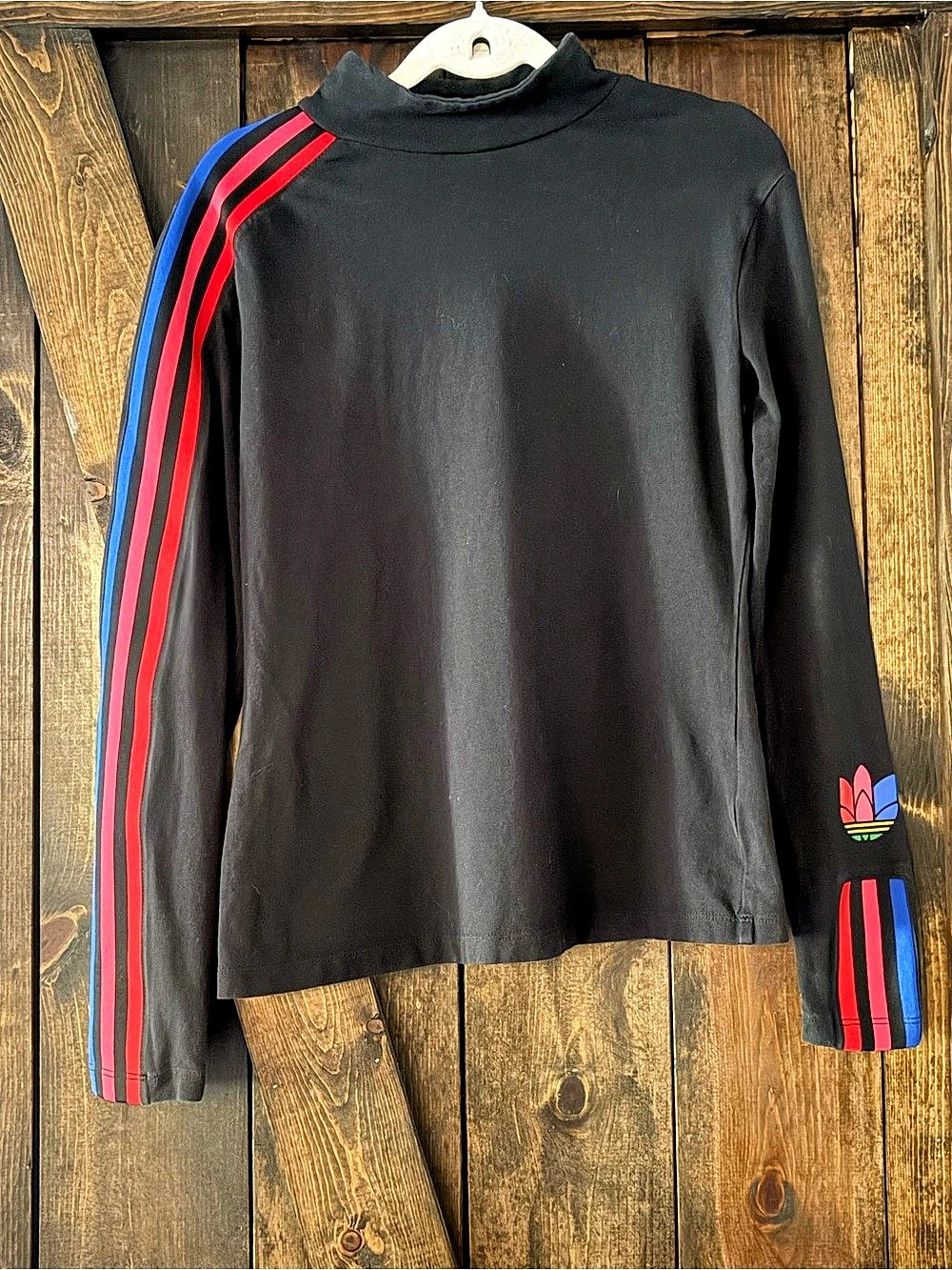 adidas Originals Multicolor Trefoil Mock Neck Long Sleeve Tee